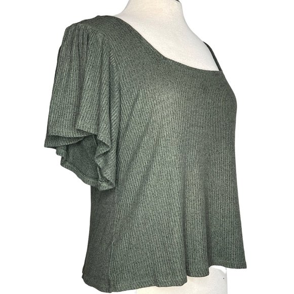 MAUNCES Women's Sweater Size Medium Pull Over Short Sleeve Green Knit Open Back - Picture 8 of 14